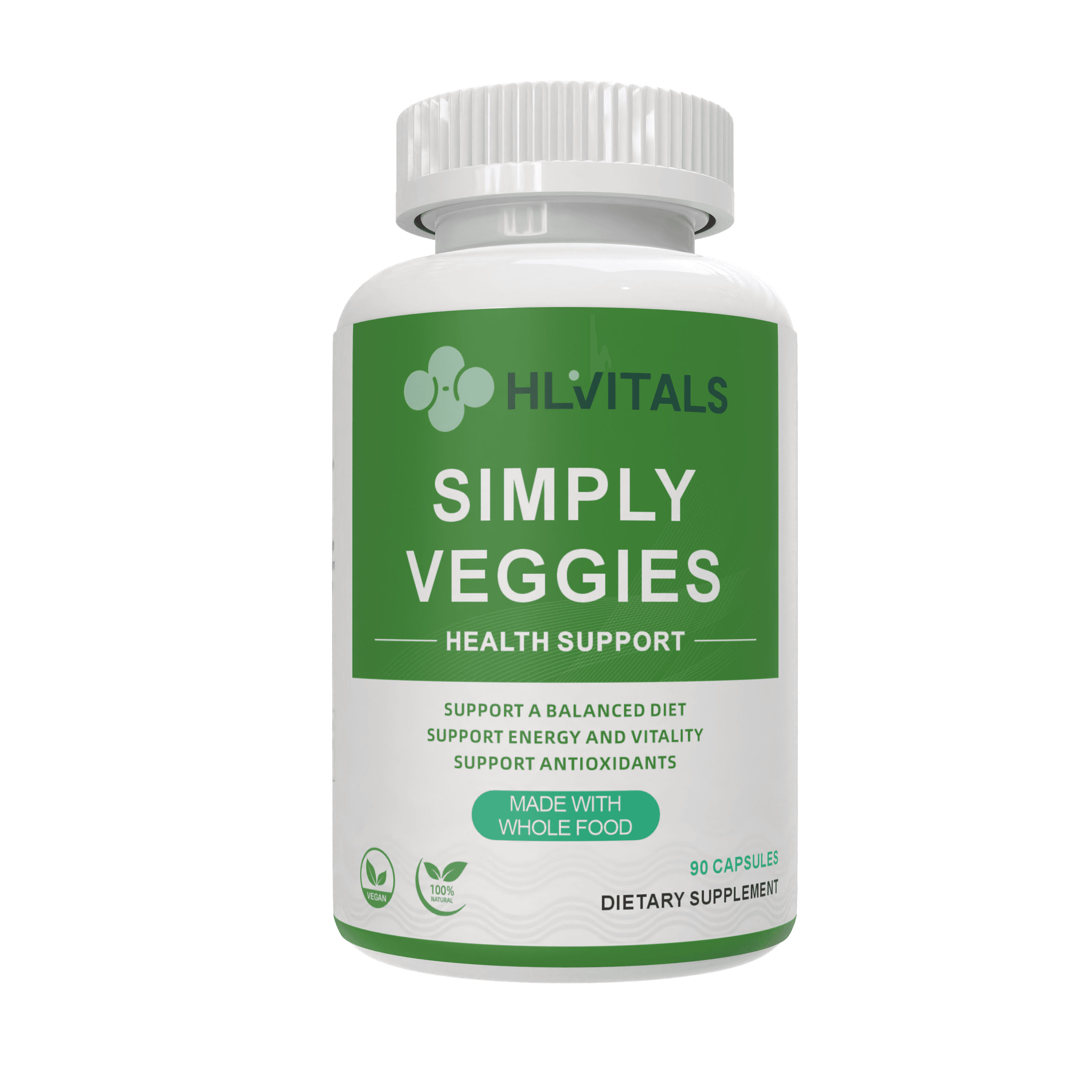 Whole Food Vegetable Superfood Capsules for Natural Energy