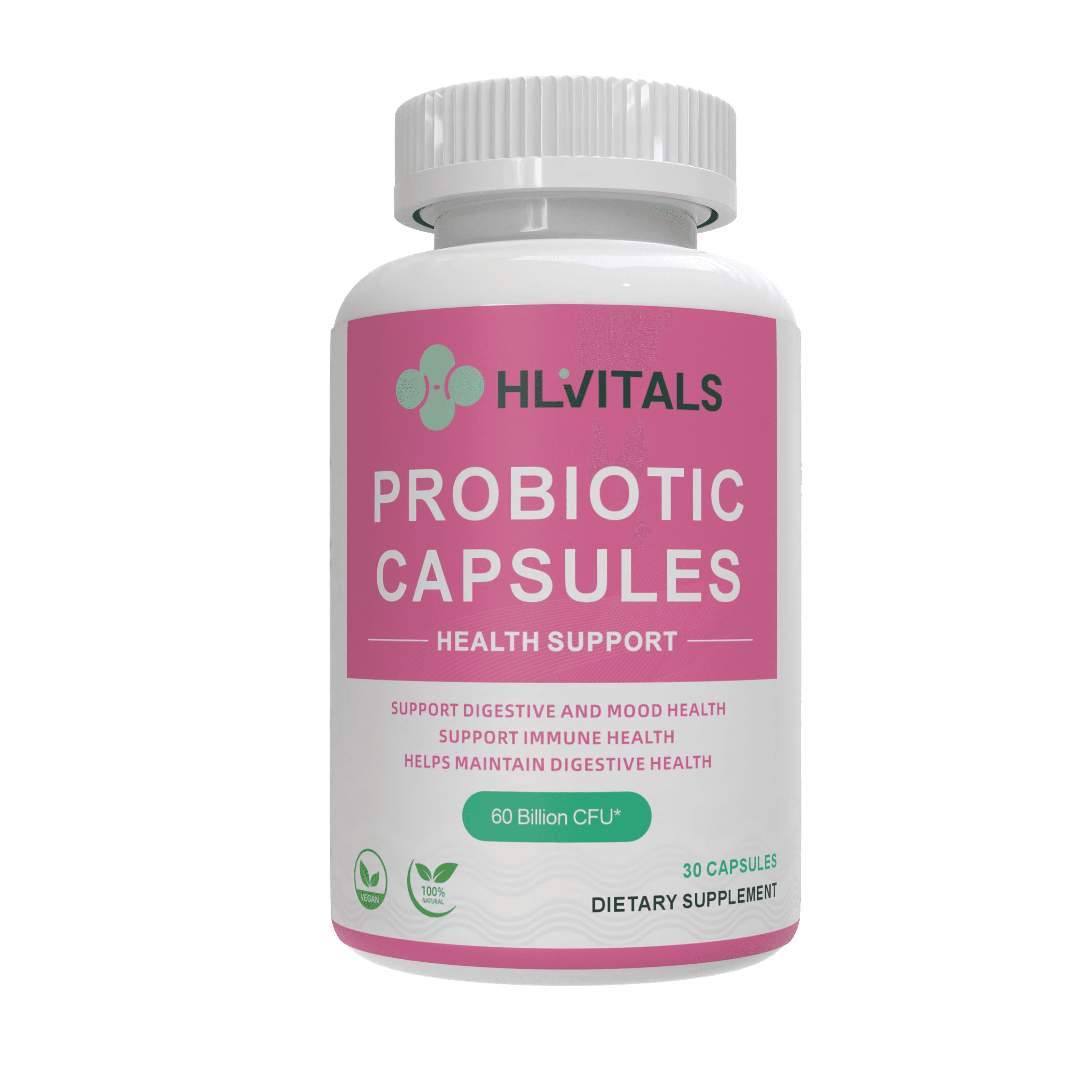 60 Billion CFU Probiotics with Prebiotics for Digestive Health